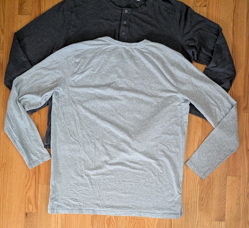(2) Camisa de manga larga Tasc Henley para hombre XL gris claro oscuro rendimiento bambú - Imagen 6 de 17