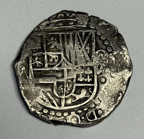 1603-13 BOLIVIA Potosi Mint 8 Reales Assayer R? Spanish Silver Cob Coin P - 第 2/2 張圖片