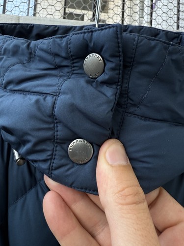 Burberry Brit Blue Belted Puffer Down Coat Medium Hooded Quilted Jacket - Picture 7 of 24