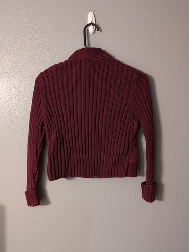 Christie Brooks Girls Burgundy Full Zip Vintage Corduroy Jacket Size M - Picture 4 of 6