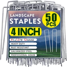 50 Pack Landscape Staples 4 Inch Garden Stakes Galvanized Garden Staples Pins An