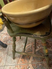 Vintage Yellow Earthenware 14 Inch Diameter Large Dough Bowl