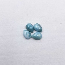 Natural Larimar Pear Cabochon Loose Gemstone Lot 4 Pcs 7 10 MM 9 CT