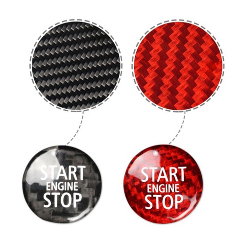 Red Carbon Fiber Car Stop Start Button Cover For BMW MINI R55 R56 R57 R58 R59 - Foto 4 di 6