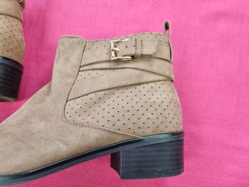 F&F Women's Low Block Heels Ladies Ankle Boot Brown UK 5 EUR 38 - Picture 6 of 16