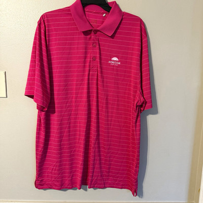 Cutter & Buck CB DryTec Men's L Pink/White Striped Moisture Wicking Golf Polo