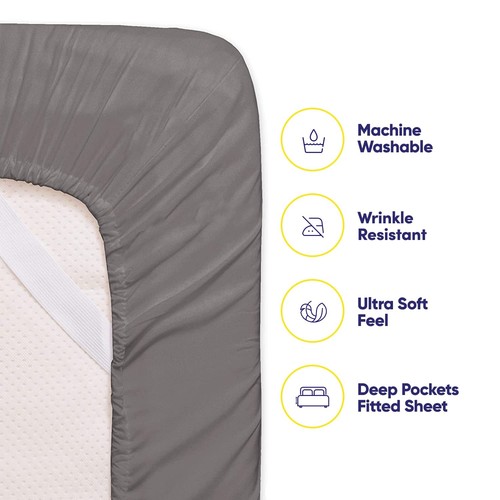 Bed Sheets Queen Size Grey - 6 Piece 1500 Supreme Collection Fine Brushed Mic... - Picture 3 of 7