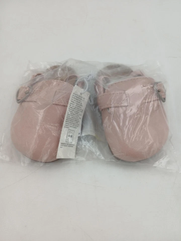 Antiguo Zapatos Azul Marino Bebé Niñas Talla 2 3-6 Meses Rosa Zueco Sandalias Sin Cordones Correa Trasera Foto 2 de 4