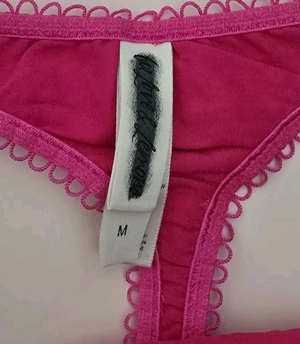 NEW! FOR LOVE AND LEMONS BUTTERFLY PINK SATIN LACE TRIM THONG STRING PANTY! M - Picture 5 of 5