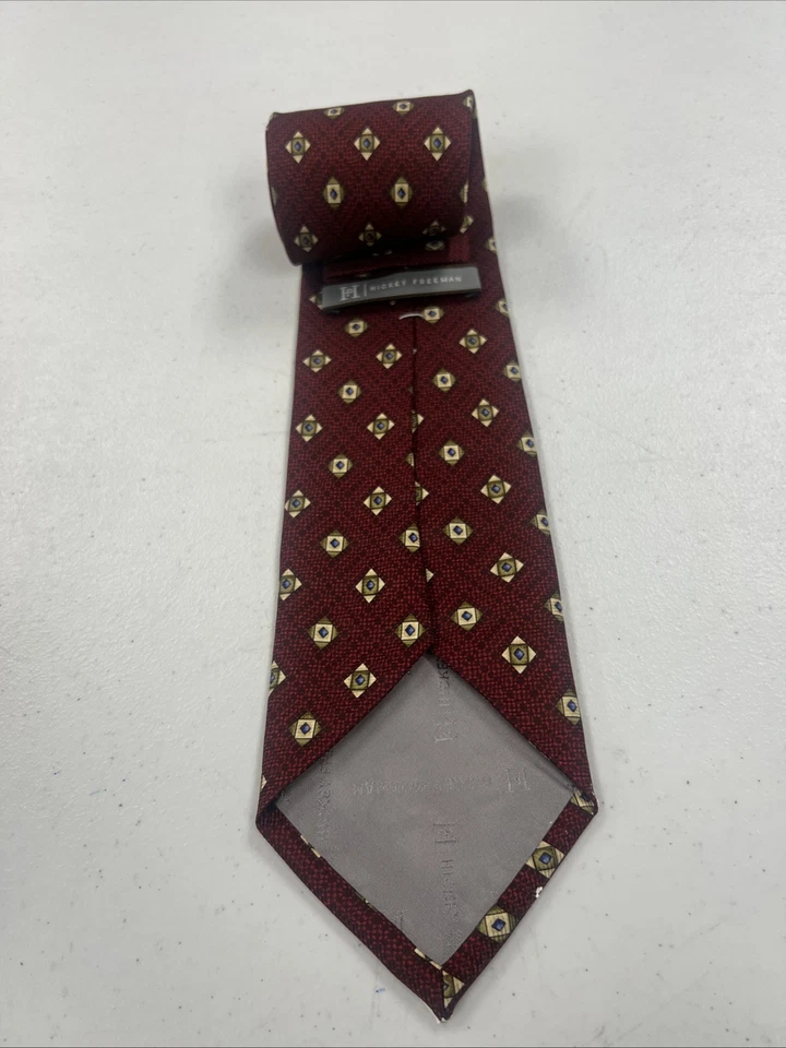 Corbata de cuello de seda geométrica roja borgoña Hickey Freeman para hombre $148 Foto 2 de 4
