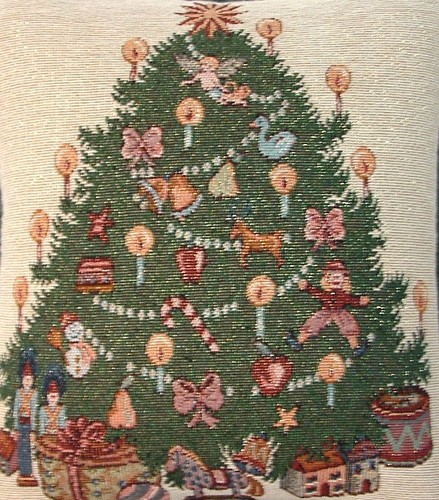 Almohada tapiz pequeña para árbol de Navidad, decoraciones vintage, acabado brillante, nueva - Imagen 3 de 8