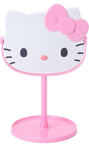 Kawaii! Cute! Sanrio Japan Stand Mirror (I Love Hello Kitty) Pink Mirror NEW JP - Picture 1 of 3
