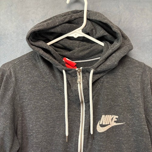 Nike Women’s Large Gray Zip Hoodie Sweatshirt Lightweight Organic Cotton Blend - Picture 3 of 13