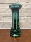 Vtg McCoy Pottery Mini Jardiniere Pedestal - Green- Signed- Planter NOT Included