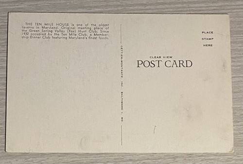 Postkarte Die Ten Mile Club Taverne in der Nähe von Baltimore Maryland MD - Bild 2 von 2