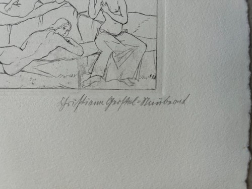 Wilhelm Gerstel Signierte Original Radierung 1922/80 - Akte in der Landschaft - Bild 3 von 4