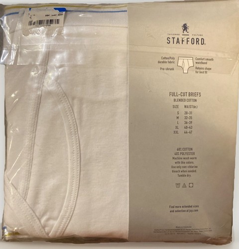 NEW Stafford 7 pack blended cotton full cut briefs White Size XL 40-43 Sealed - Picture 2 of 5