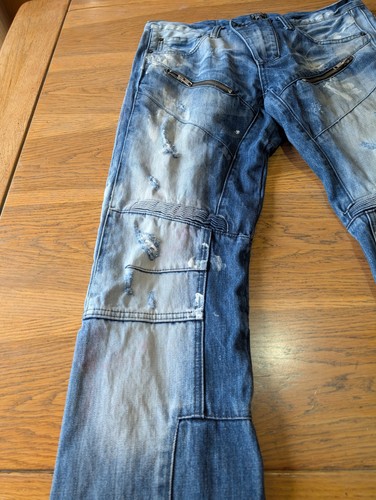 PRPS Demon Zipper Moto Painted Distressed Slim Straight Jeans Mens Sz 33 X 34 - Picture 4 of 18