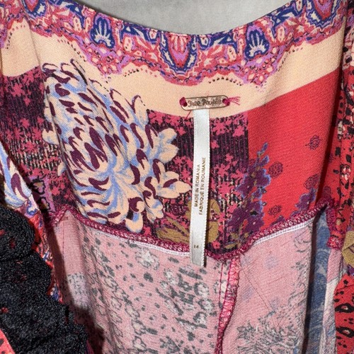 14 Free People Margarita Patchwork Floral Paisley Jumpsuit Pink White - Picture 5 of 5