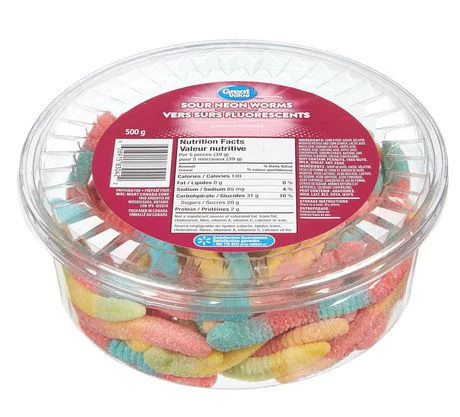 Grande valore, Vasca di vermi gommosi al neon acidi, 500 g/1,1 libbre - Foto 3 di 4