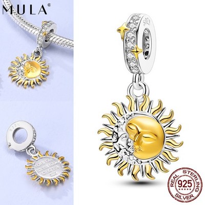 MULA European 925 SterlingSilver Forever Sun Moon Love DIY Charm CZ for Bracelet