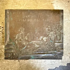 Printing Block Copper Face Letterpress Santa Sleigh Reindeer Greetings