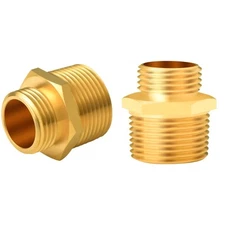 2-Pack 3/4" GHT Male x 1" NPT Male Brass Garden Hose Adapter Fittings Repair
