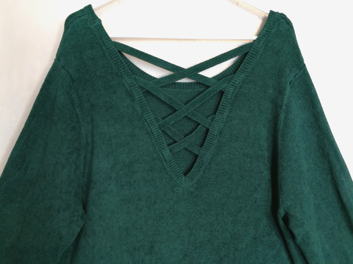 Torrid Womens Sweater 4 Plus 4X Green Criss Cross Knit Tunic Long Sleeve Office - Picture 3 of 6