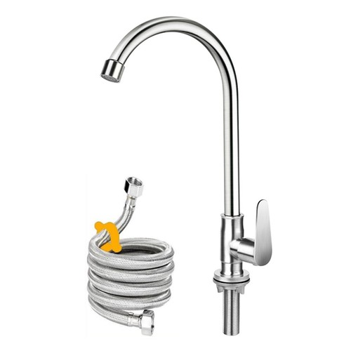 Brushed Nickel Cold Water Faucet Only,SUS304 Stainless Steel Cold Water Kitch...