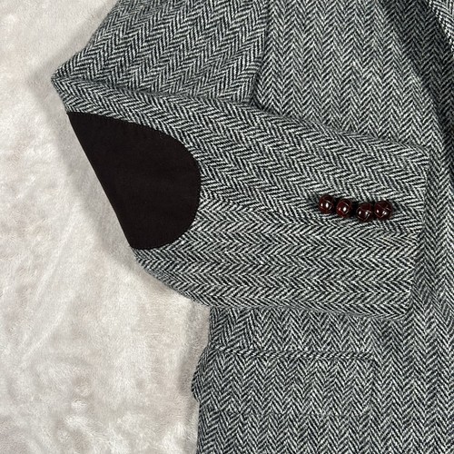 Vintage Harris Tweed Blazer Herren 42 S Fischgrät reine Schurwolle Ellenbogen Patch handgewebt - Bild 5 von 22