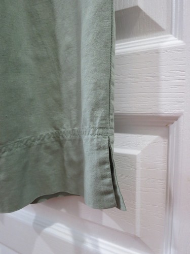 Cabin Creek Linen Cotton Green Wide Leg Elastic Waist Cropped Pants w/ Pockets L - Picture 5 of 16