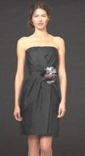 Banana Republic BR Monogram silk Starburst Strapless Black Dress 6 $165