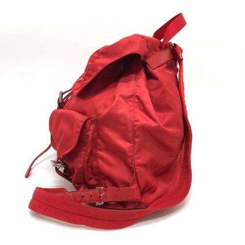PRADA Logo Plate W pocket Backpack Nylon Red/SilverHardware - Picture 3 of 14