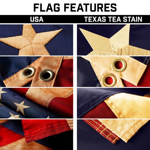20Ft Telescoping Flagpole Black & USA and Texas Tea Stained Flags Emb 300D 3x5Ft - Picture 3 of 9
