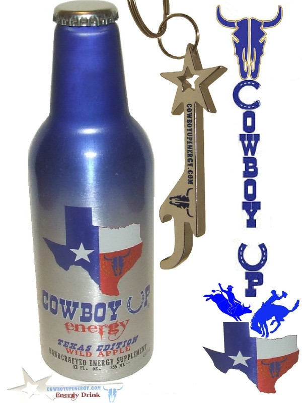 TEXAS EDITION Lone Star State COWBOY UP Aluminum BOTTLE with BOTTLE OPENER