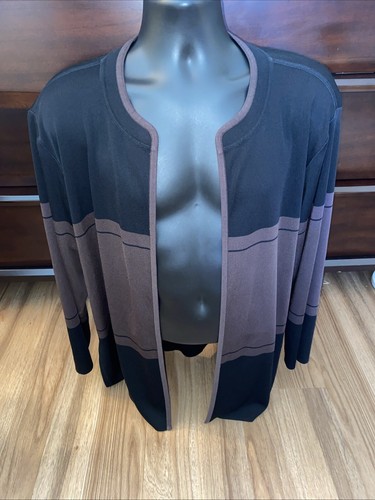 Exclusively Misook Woman Black Brown Top Women's Cardigan - Picture 1 of 6