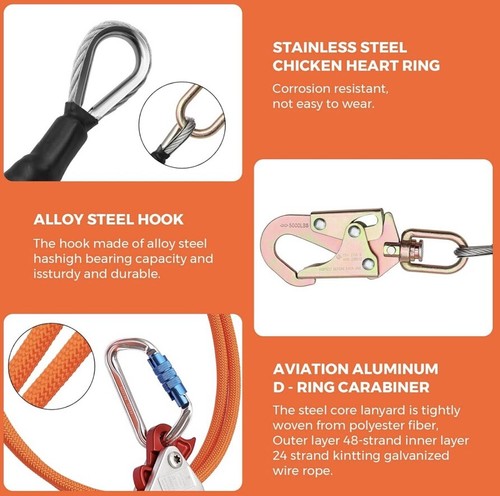 Imbracature di Sicurezza Nucleo Acciaio Flipline 1/2" x 8' Arborista Flipline Tree Climbing - Foto 5 di 9