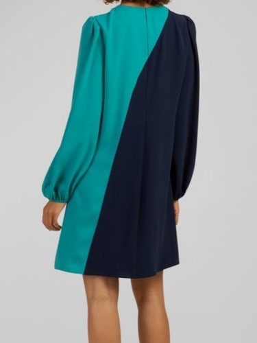 $298 Trina Trina Turk Women Blue Echo Colorblock Blouson-Sleeve Dress Size XS - Bild 2 von 3