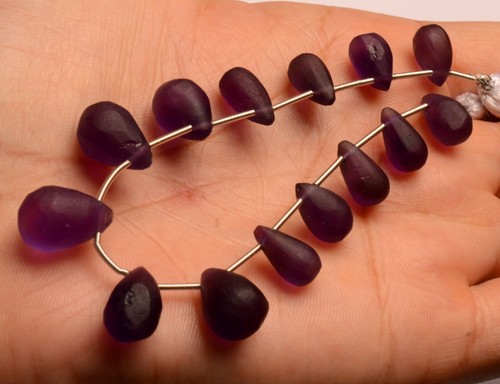 Piedras preciosas de amatista natural tamaño 11x7 a 15x10 mm cuentas en forma de gota sin pulir 6,5" - Imagen 4 de 6