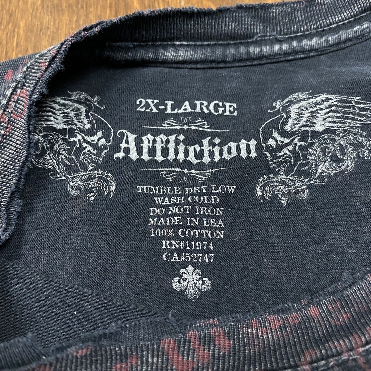 Affliction T Shirt Mens 2XL Y2K Cyber Goth MMA Wash UFC Grunge