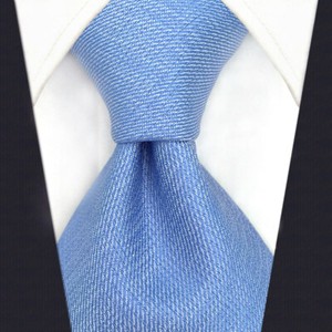 Mens Necktie Set Solid Light Baby Blue Tie with Pocket Square