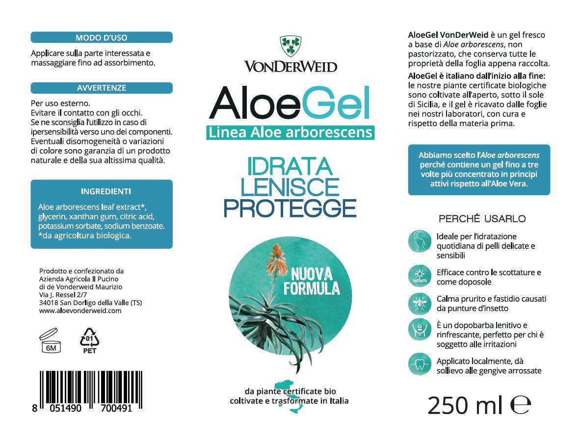Vonderweid - Aloegel, Gel di Aloe Arborescens ed Aloe Vera + O.E. Limone,  250 ml | eBay