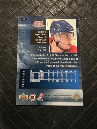 1998-99 (CANADIENSES) SPx Top Prospects Highlight Heroes #H16 Saku Koivu - Imagen 2 de 2
