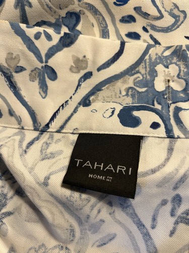 TAHARI Home 72" x 72" Cotton Blend Imperial Damask Blue Gray Shower Curtain - Picture 3 of 3