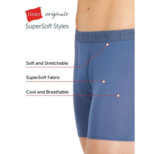 Hanes Men's 3 Pack Supersoft Elastic Waistband Boxer Briefs Size L Black Multi - Picture 4 of 7