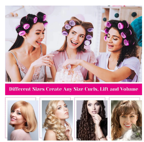 24pcs HEATLESS HAIR ROLLERS SET Self Grip Hair Curlers Hair Styling Tools - Picture 4 of 8