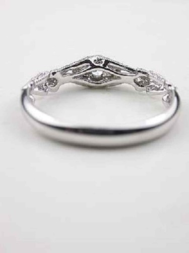1890s Art Deco Moissanite Vintage Wedding Eternity Ring in 935 Argentium Silver - Picture 5 of 5