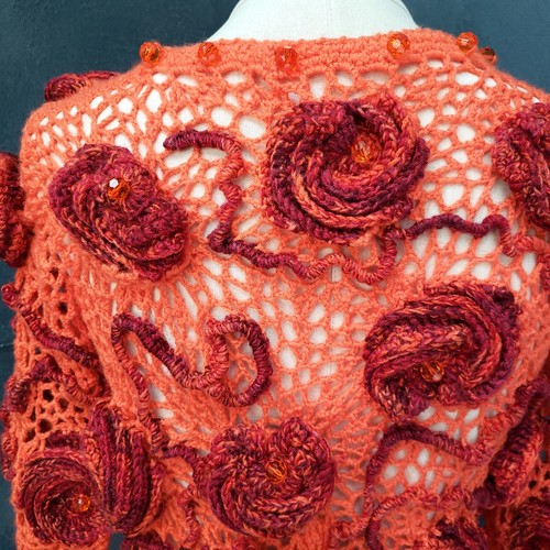 Vintage 70s Orange Crochet Handmade Mod Mini Dress S/M EUC - Foto 14 di 18