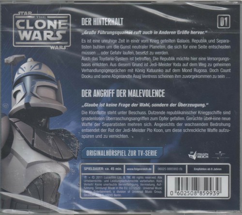 Star Wars The Clone Wars 01 Der Hinterhalt Der Angriff der Malevolence CD NEU - Bild 2 von 2
