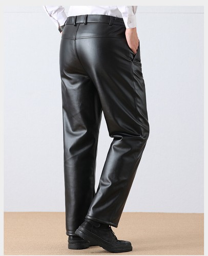 Mens Leather Trousers Velvet Thickening Riding Motorcycle Driving Windproof Warm - Picture 16 of 20